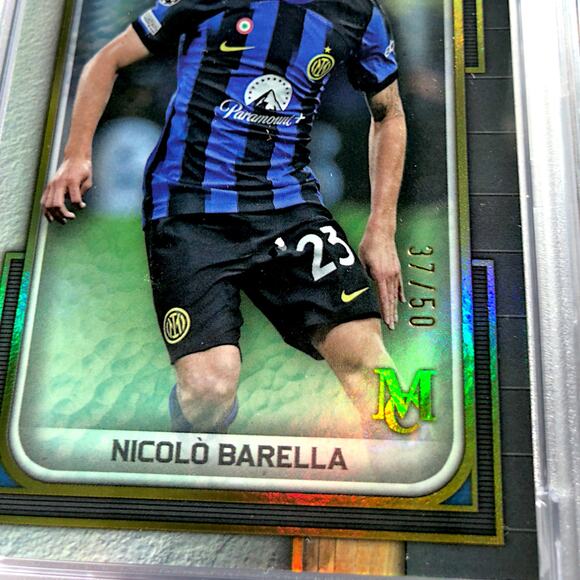 2023 Topps Museum Collection UCC Gold #68 Nicolo Barella Inter Milan /50 PSA 9 - Picture 3 of 3
